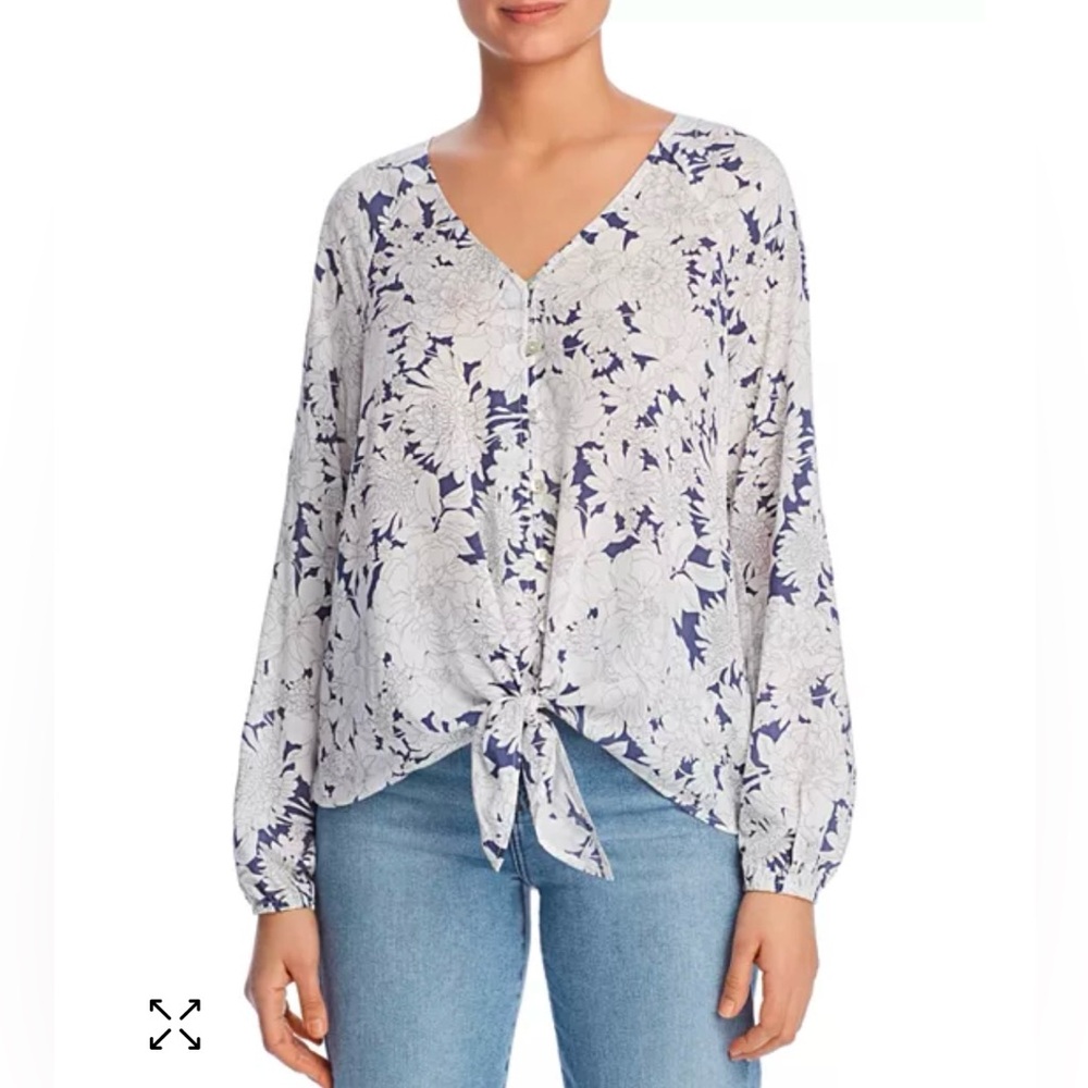Cupio Floral Print Tie Front Top S